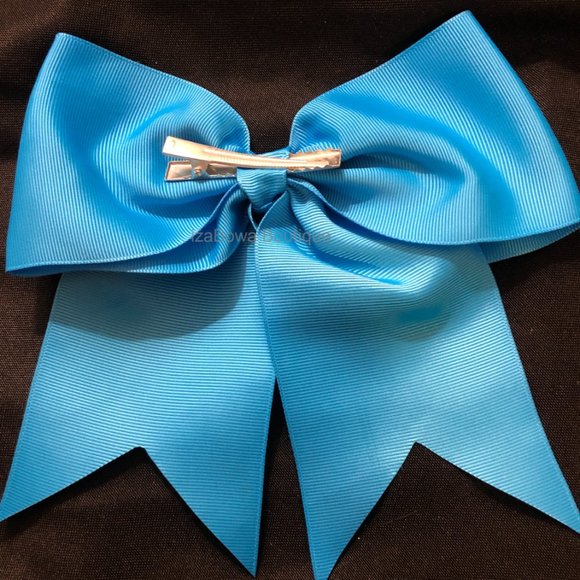 Turquoise Solid Cheer Bow  (2) - Picture 2 of 3